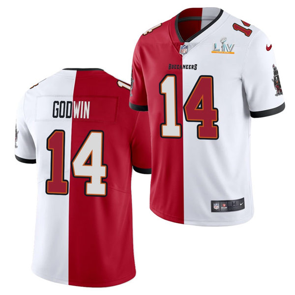 Mens Tampa Bay Buccaneers #14 Chris Godwin Nike Red White Split Two Tone Jersey