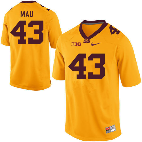 Mens Minnesota Golden Gophers #43 Eli Mau Nike Gold College Football Jersey 