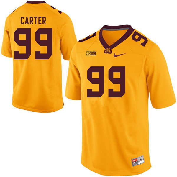 Mens Minnesota Golden Gophers #99 DeAngelo Carter Nike Gold College Football Jersey 