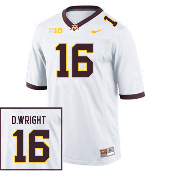 Mens Minnesota Golden Gophers #16 Dylan Wright Nike 2020 White NCAA College Football Game Jersey