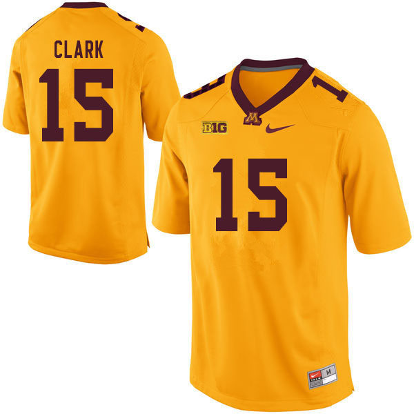 Mens Minnesota Golden Gophers #15 Jacob Clark Nike Gold College Football Jersey