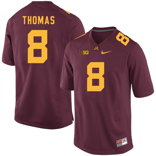 Mens Minnesota Golden Gophers #8 Ky Thomas Nike 2018 Maroon Gold College Football Jersey