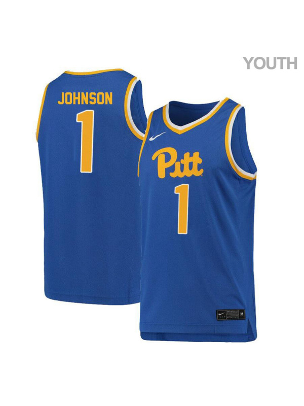 Youth Pittsburgh Panthers #1 Xavier Johnson Nike 2019 Royal College Basketball Game Jersey