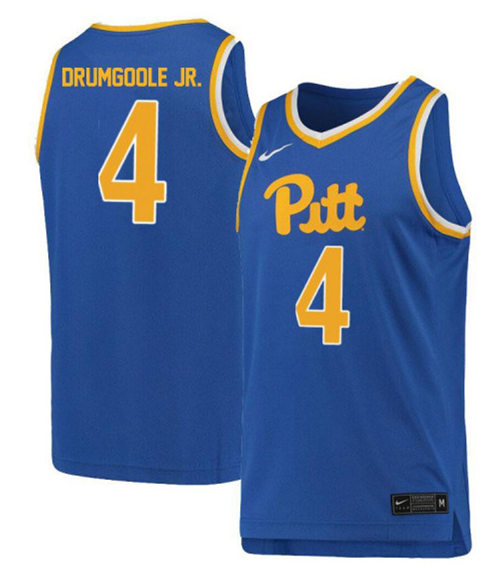 Mens Pittsburgh Panthers #4 Gerald Drumgoole Nike 2019 Royal College Basketball Game Jersey