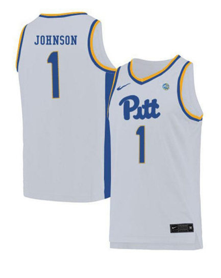 Mens Pittsburgh Panthers #1 Xavier Johnson Nike 2019 White College Basketball Game Jersey