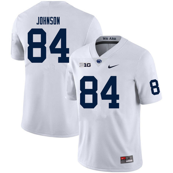 Mens Penn State Nittany Lions #84 Theo Johnson Nike White with Name College Football Jersey 
