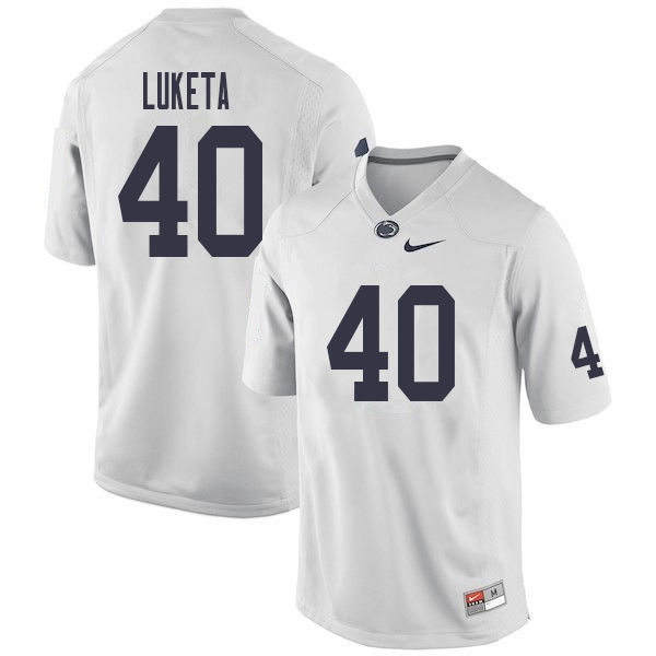 Mens Penn State Nittany Lions #40 Jesse Luketa Nike White with Name College Football Jersey 