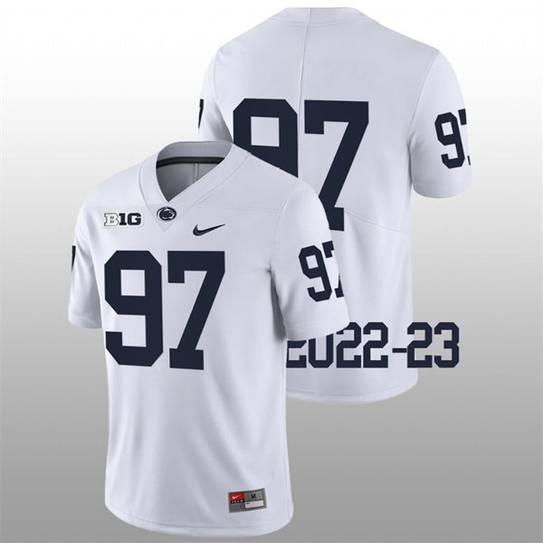 Mens Penn State Nittany Lions #97 PJ Mustipher Nike White College Game Football Jersey
