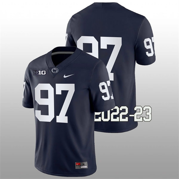 Mens Penn State Nittany Lions #97 PJ Mustipher Nike Navy College Game Football Jersey