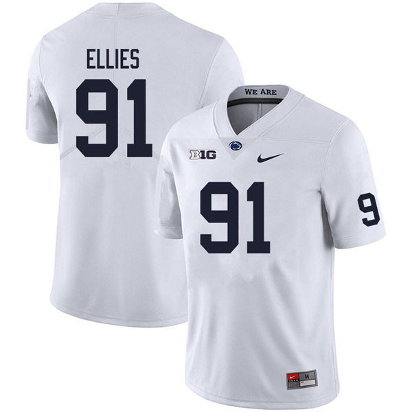 Mens Penn State Nittany Lions #91 Dvon Ellies Nike White with Name College Football Jersey