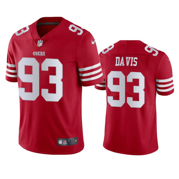 Men's San Francisco 49ers #93 Kalia Davis Nike Scarlet Vapor Limited Player Jersey