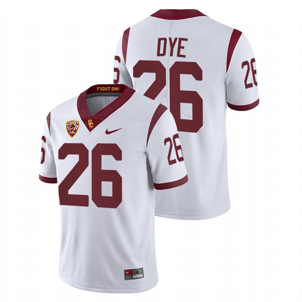 Men's USC Trojans #26 Travis Dye Nike White Limited Football Performance Jersey