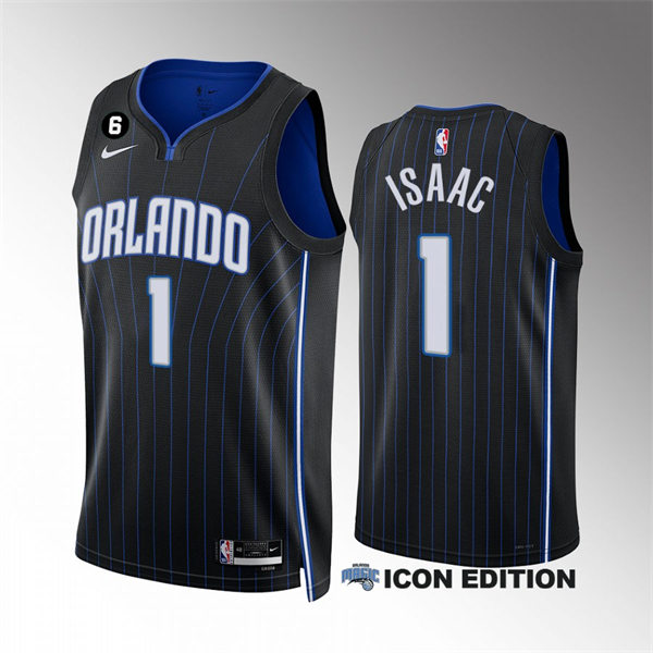 Men's Orlando Magic #1 Jonathan Isaac 2022-23 Black Icon Edition Player Jersey