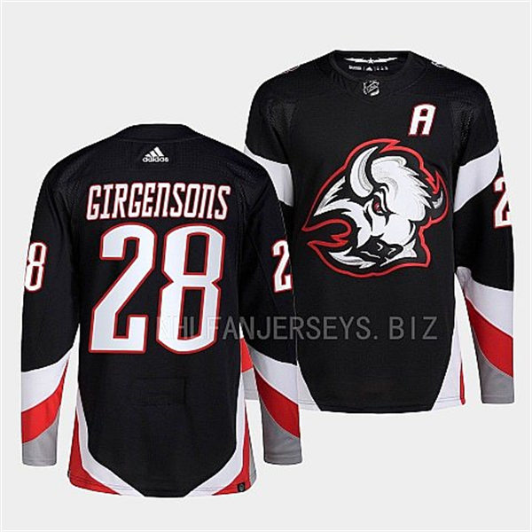 Men's Buffalo Sabres #28 Zemgus Girgensons Black alternate 2022-23 Goathead Jersey