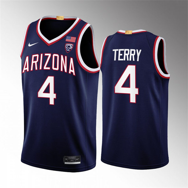 Mens Youth Arizona Wildcats #4 Dalen Terry Nike Navy 2022-23 College Basketball Game Jersey