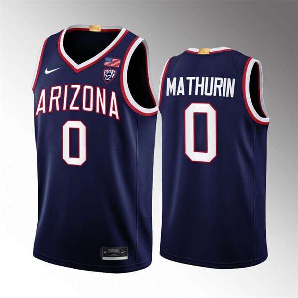 Mens Youth Arizona Wildcats #0 Bennedict Mathurin Nike Navy 2022-23 College Basketball Game Jersey