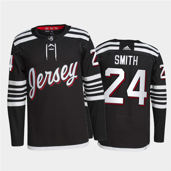 Mens New Jersey Devils #24 Ty Smith Adidas Black Alternate Premier Player Jersey