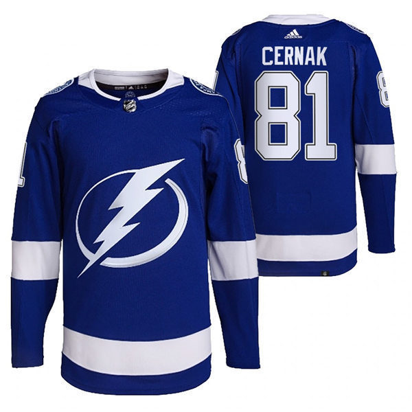 Mens Tampa Bay Lightning #81 Erik Cernak adidas Home Blue Stitched Player Jersey
