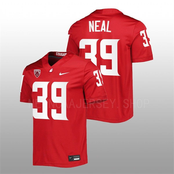 Mens Youth Washington State Cougars #39 Leon Neal Nike Crimson College Football Game Jersey