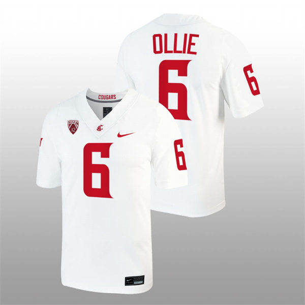 Mens Youth Washington State Cougars #6 Donovan Ollie Nike White College Football Game Jersey