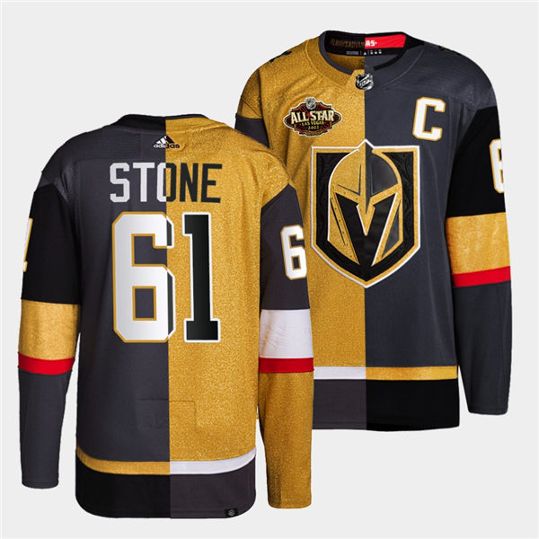 Mens Vegas Golden Knights #61 Mark Stone adidas Gold Grey Split Two Tone Edtion Jersey