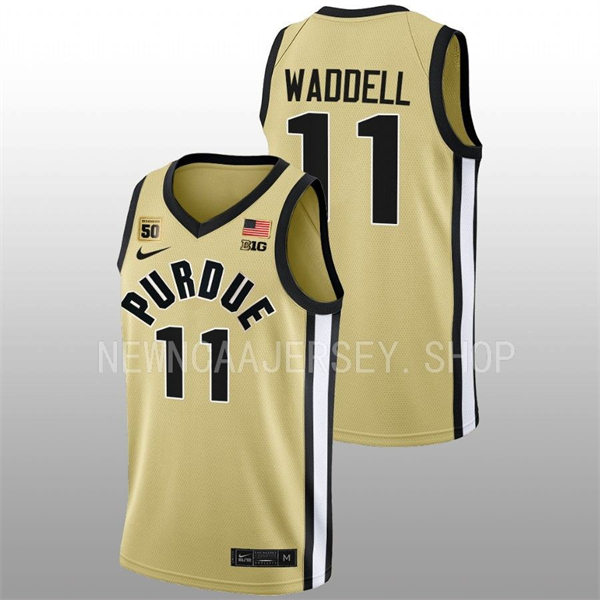 Mens Youth Purdue Boilermakers #11 Brian Waddell 2022-23 Maize College Basketball Game Jersey