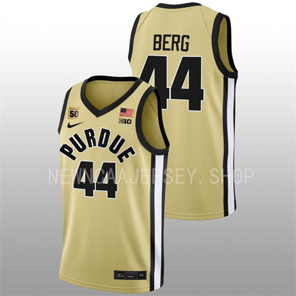 Mens Youth Purdue Boilermakers #44 Will Berg 2022-23 Maize College Basketball Game Jersey