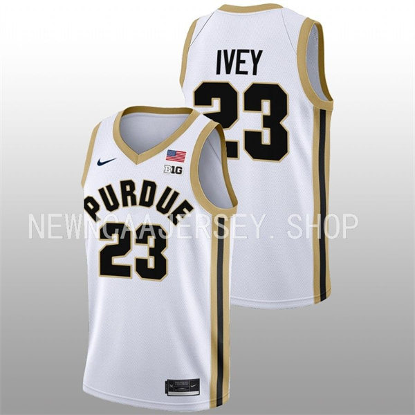 Mens Youth Purdue Boilermakers #23 Jaden Ivey 2022-23 White College Basketball Game Jersey