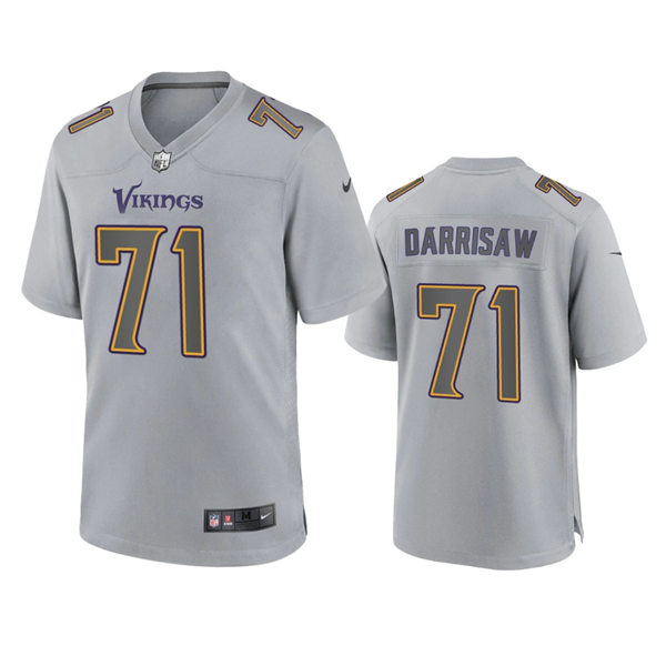 Men's Minnesota Vikings #71 Christian Darrisaw Gray Atmosphere Fashion Game Jersey