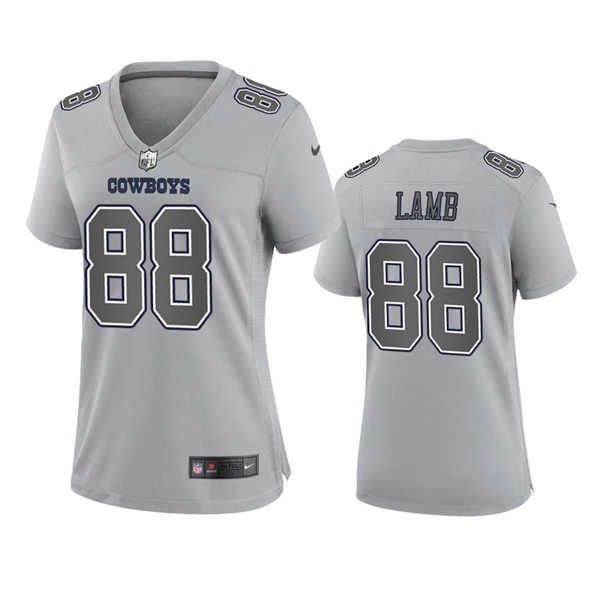 Women's Dallas Cowboys CeeDee Lamb Gray Atmosphere Fashion Game Jersey