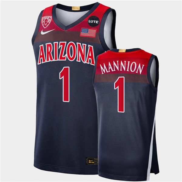 Mens Arizona Wildcats #1 Nico Mannion Nike Navy College Basketball Game Jersey
