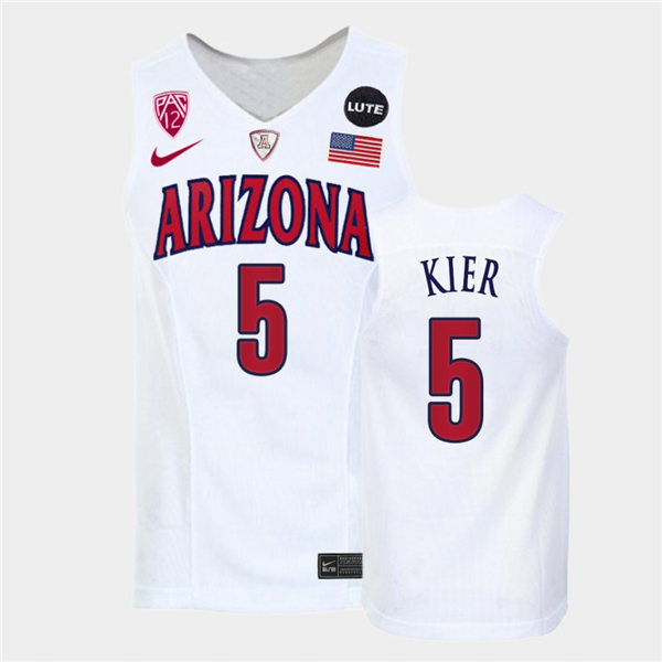 Mens Arizona Wildcats #5 Justin Kier Nike White Retro College Basketball Jersey