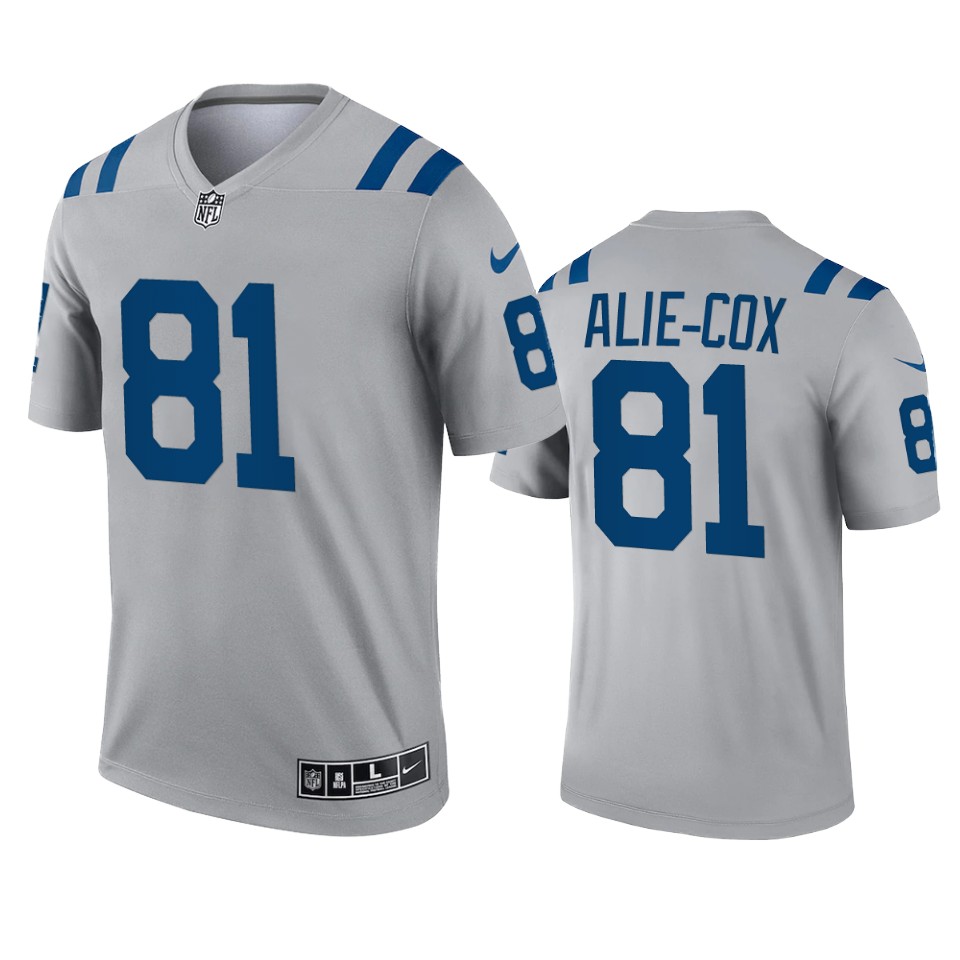 Mens Indianapolis Colts #81 Mo Alie-Cox Nike Gray Inverted Legend Jersey