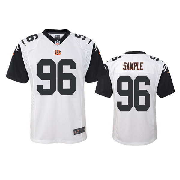 Youth Cincinnati Bengals #96 Cameron Sample White Color Rush Game Jersey