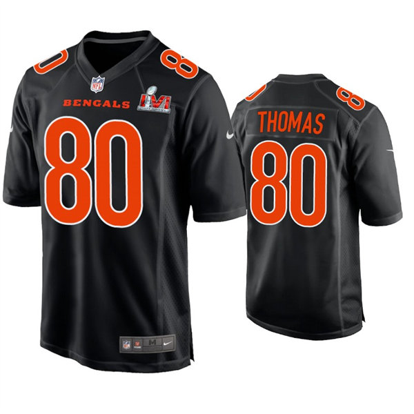 Men's Cincinnati Bengals #80 Mike Thomas Nike Black Super Bowl LVI Bound Game Fashion Jersey