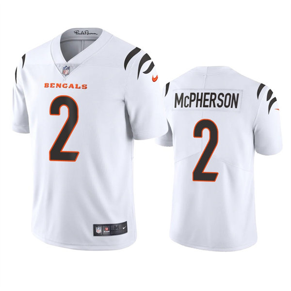 Men's Cincinnati Bengals #2 Evan McPherson Nike White Away Vapor Limited Jersey