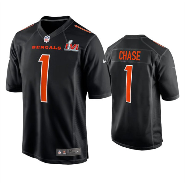 Men's Cincinnati Bengals #1 Ja'Marr Chase Nike Black Super Bowl LVI Bound Game Fashion Jersey