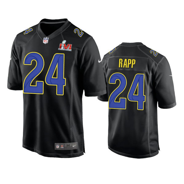Mens Los Angeles Rams #24 Taylor Rapp Nike Black Super Bowl LVI Bound Game Fashion Jersey