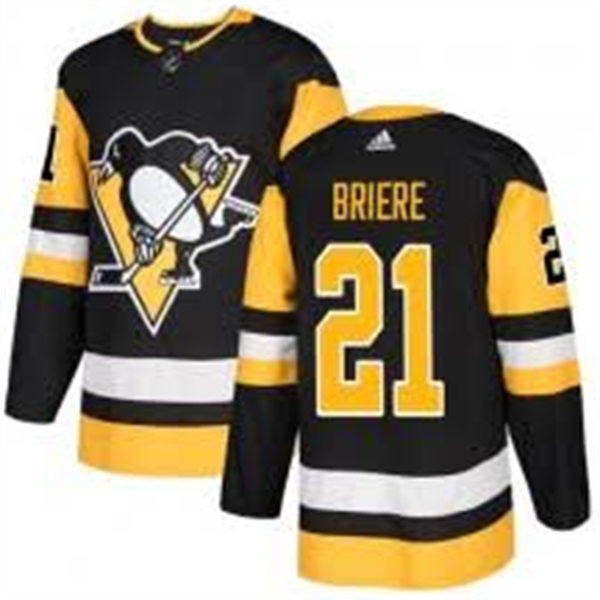 Mens Pittsburgh Penguins Retired Player #21 Michel Briere adidas Home Black Player Jersey