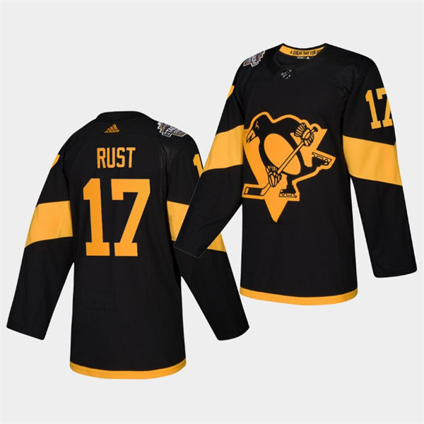 Mens Pittsburgh Penguins #17 Bryan Rust Black 2019 NHL Stadium Series Player Jersey
