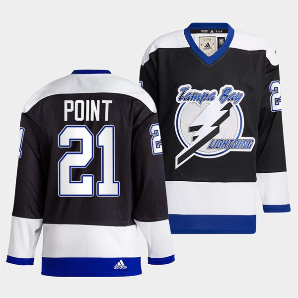 Mens Tampa Bay Lightning #21 Brayden Point 2022 Black Team Heritage Classic Jersey