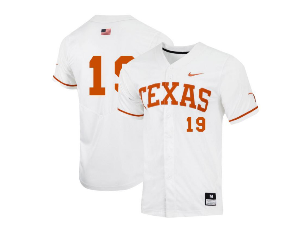 Men's Texas Longhorns #19 Mitchell Daly Nike White College Baseball Game Jersey