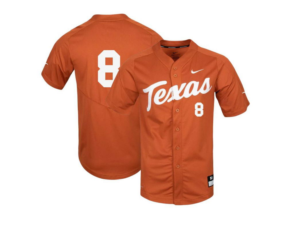 Men's Texas Longhorns #8 Dylan Campbell Nike Orange College Baseball Game Jersey