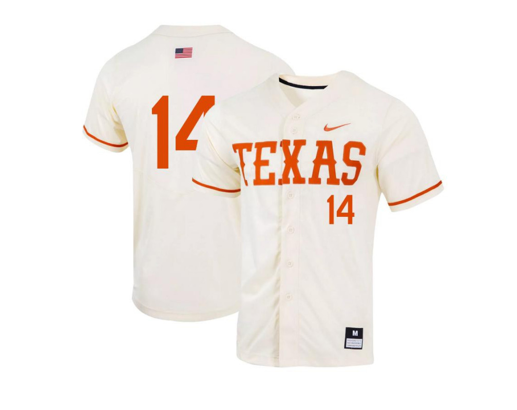 Men's Texas Longhorns #14 Murphy Stehly Nike Natural College Baseball Game Jersey