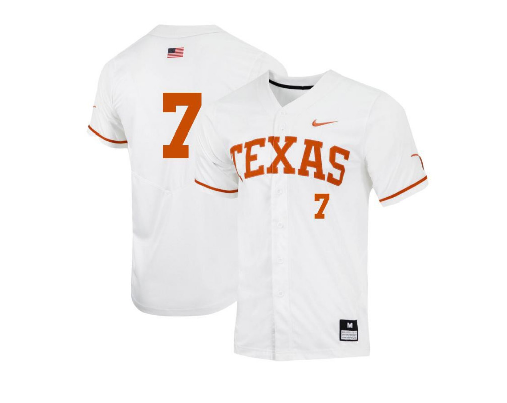 Men's Texas Longhorns #7 Douglas Hodo III Nike White College Baseball Game Jersey
