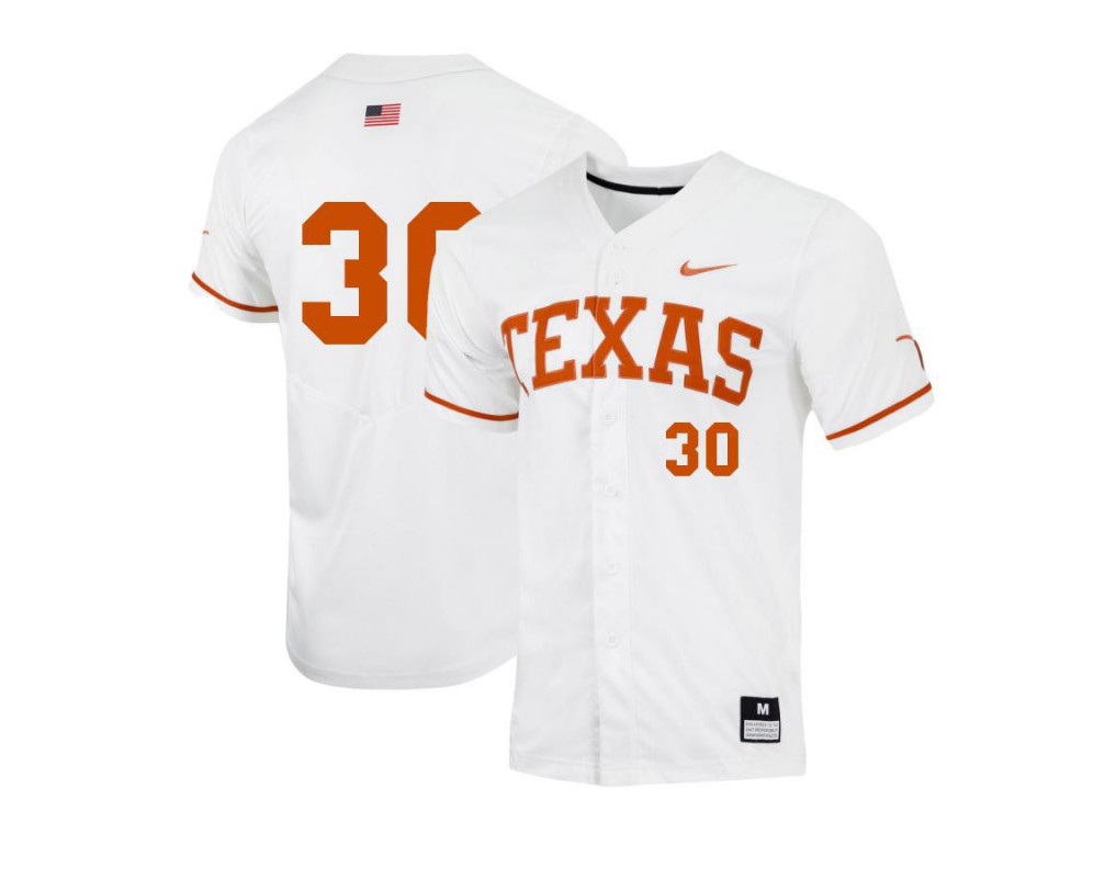 Men's Texas Longhorns #30 Eric Kennedy Nike White College Baseball Game Jersey