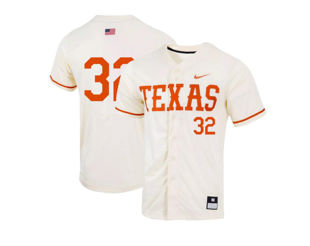 Men's Texas Longhorns #32 Ty Madden Nike Natural College Baseball Game Jersey