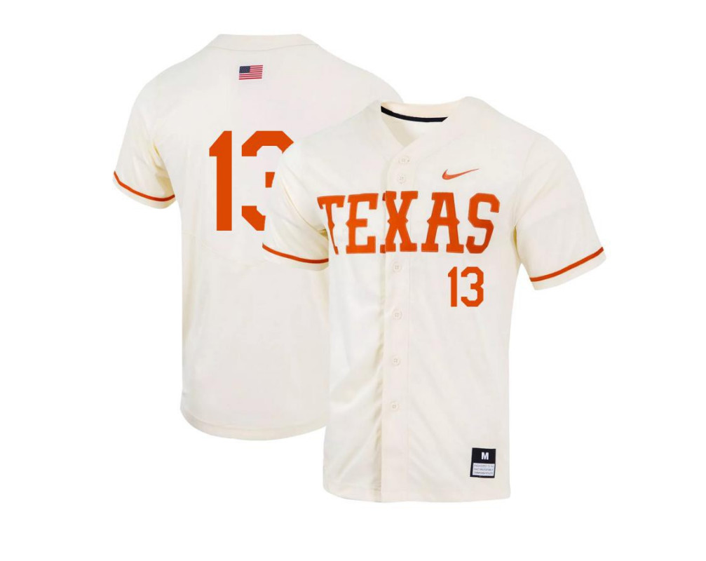 Men's Texas Longhorns #13 Bryce Elder Nike Natural College Baseball Game Jersey