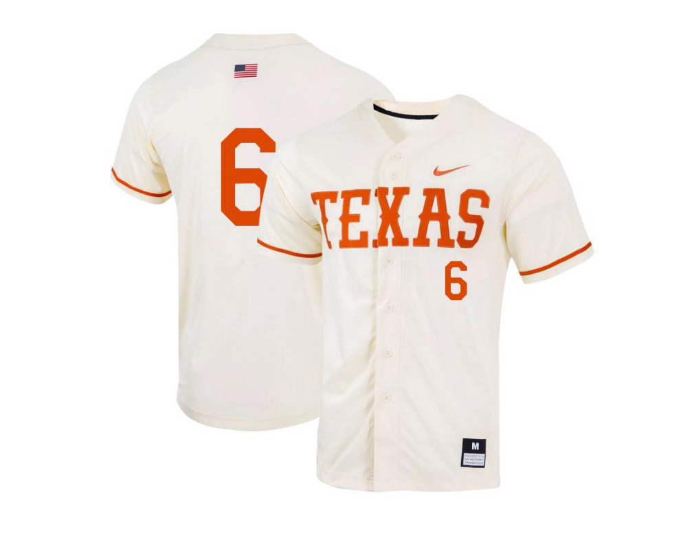 Men's Texas Longhorns #6 Dj Petrinsky Nike Natural College Baseball Game Jersey