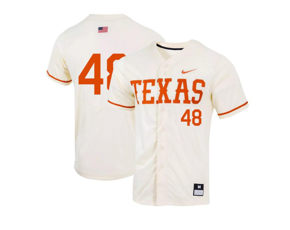 Men's Texas Longhorns #48 Caston Peter Nike Natural College Baseball Game Jersey